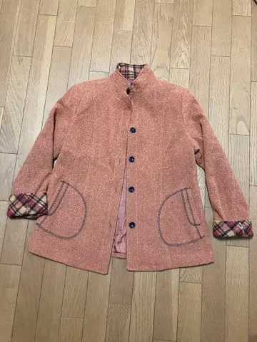 거의 새상품 폰테인 클럽 울 혼방 스탠드 카라 자켓 L 오렌지