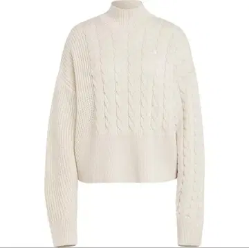 adidas 케이블 니트 하이넥 크롭 상의 아이보리