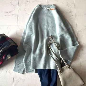 새상품급*스픽 앤 스팬 울 캐시미어 크루넥 니트 그린