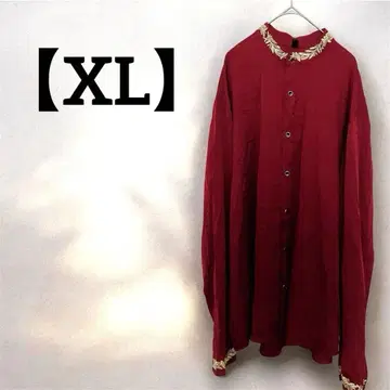 긴팔 셔츠 버건디 [ XL ] 자수 포함 멋스러운 상의