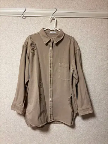 JEANASIS 베이지 데미지 셔츠 자켓