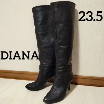 [ 천연 가죽 다이애나 슬림 레그 ] 롱 부츠 가죽 23.5 블랙