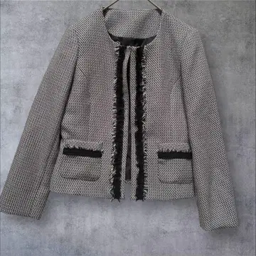 a2447 [탑밸류] 새상품급! 노카라 자켓 프린지 블랙 YR