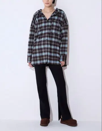 JEANASIS 체크 무늬 후디 셔츠