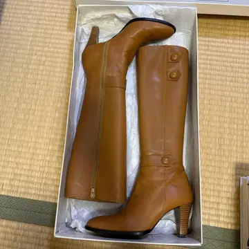 브라운 롱 부츠 하이힐 사이드 지퍼