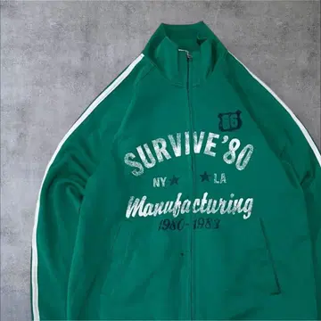 vintage SURVIVE'80 그린 트랙 자켓