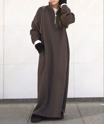 APSTUDIO 웜 지퍼 드레스 브라운 36 택 포함 새상품