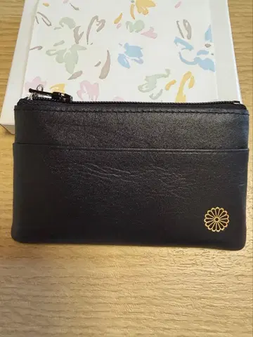 새상품 황궁 한정판 국화 문양 척 동전 지갑 지갑 소가죽