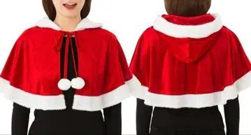크리스마스 후드 부착 케이프 빨간색
