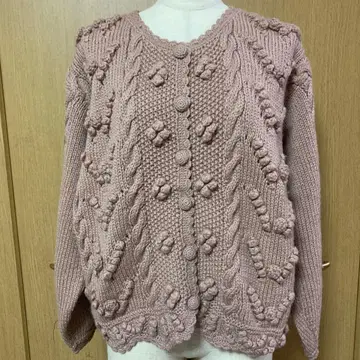 핑크 뜨개질 니트 울 가디건