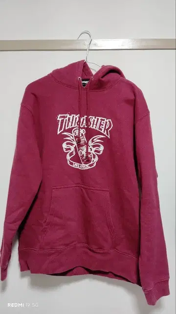 THRASHER 와인 레드 후드티 L 사이즈