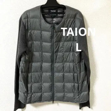 TAION 크루넥 니트 슬리브 다운 자켓