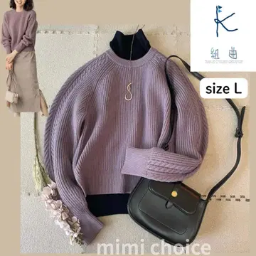 쿠미쿄쿠 [세탁 가능] 현행 모델 래글런 슬리브 케이블 니트 L