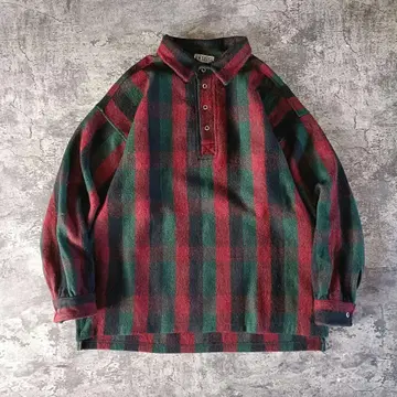 00s AMAZING 체크 무늬 울 풀오버 셔츠