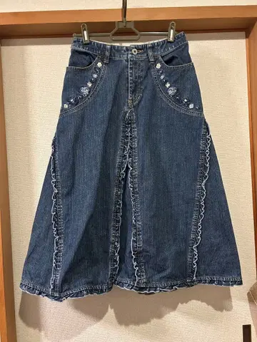 핑크하우스 데님 스커트 프릴