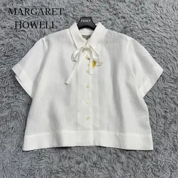 컨디션 최상 마가렛호웰 린넨 셔츠 보타이 블라우스 2way 화이트