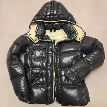 MONCLER 후드 부착 다운 자켓 네이비