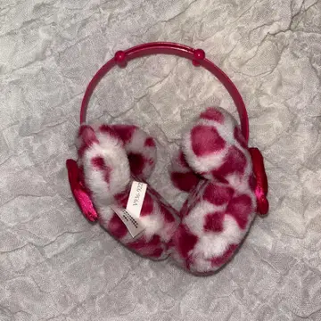 미니 핑크와 화이트 레오파드 무늬 귀도리