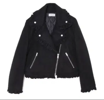 프릴이 달린 블랙 라이더 자켓