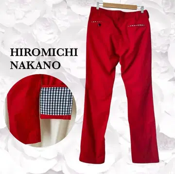 [나카노 히로미치] 롤업 팬츠 [M] 레드 빨간색 체크 캐주얼