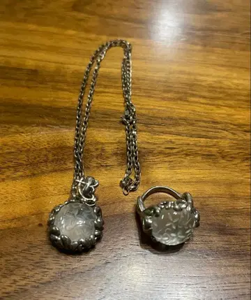 UZU 실버 목걸이와 반지 세트