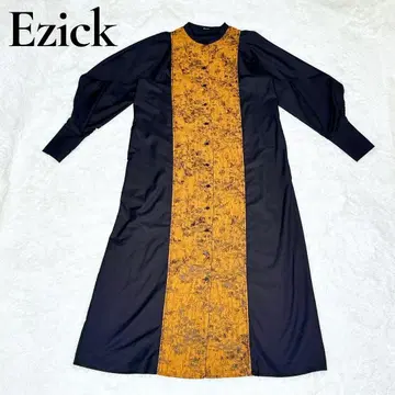 Ezick 에지크 자카드 라인 셔츠 드레스 블랙 골드 F