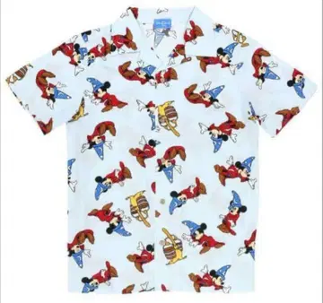 미키 마법사의 제자 셔츠 M 디즈니랜드 올 패턴 판타지아 봄/여름