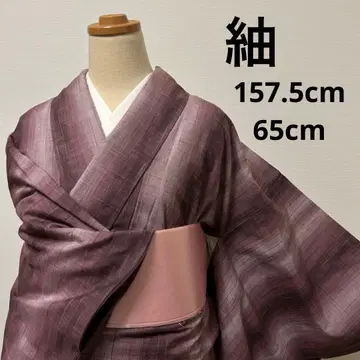 [이중 기모노] 운시 세로 줄무늬 명주 12154