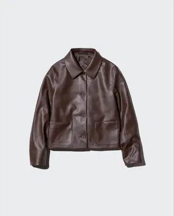 UNIQLO 코팅 숏 자켓 S 다크 브라운