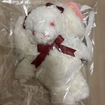 BABY 우사쿠먀 백팩 미니미니 오프화이트 x 크림슨 리본