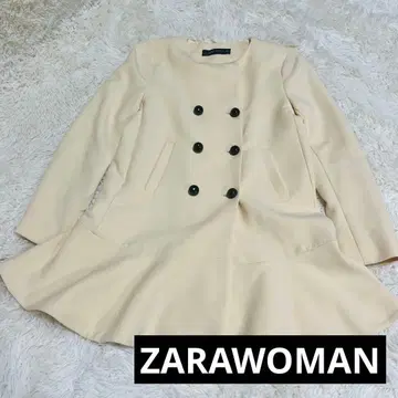 새상품급 ZARA WOMAN 노카라 페플럼 자켓 아이보리