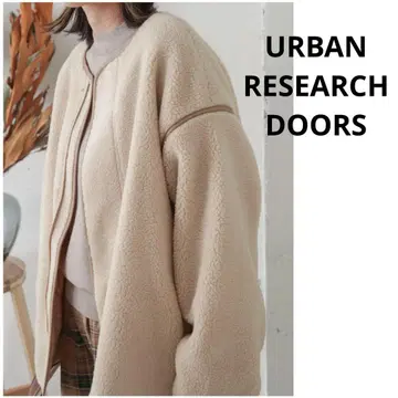 URBAN RESEARCH DOORS 울 혼방 보아 숏 블루종