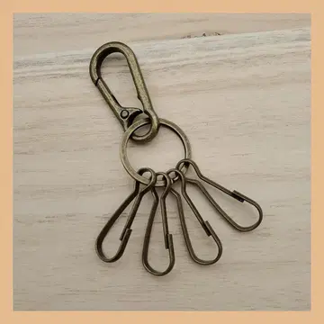 카라비너 포함 4구 키 후크 키링 레트로 컬러 키링