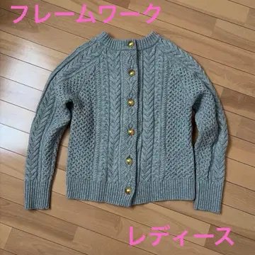 중고품 프레임워크 골드 버튼 니트 가디건 그레이 M