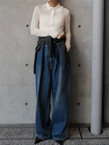 마챗 MACHATT 프릴 칼라 리브 니트