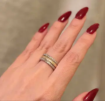 아쉬페 프랑스 실버 컬러 골드 컬러 3연 반지 15호