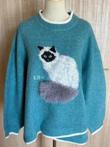 [ 시착만 한 상품 ] 루피리안 고양이 오버 사이즈 니트