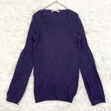 BEAUTY&YOUTH 유나이티드 애로우즈 리브 니트 U넥 퍼플 계열