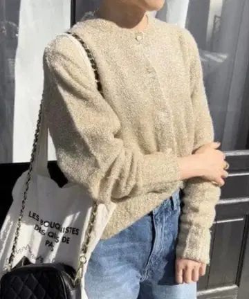 [ 새상품급 ] Spick & Span 라메 니트 컴팩트 가디건 골드