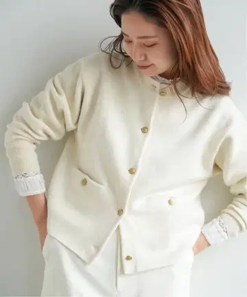 IENA 울 혼방 더블 페이스 니트 가디건 FREE 화이트