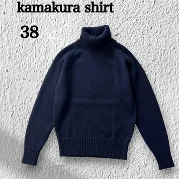 [ 새상품 ] 가마쿠라 셔츠 로우게이지 니트 네이비 하이넥 터틀