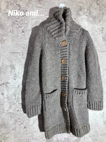 Niko and - 후드 부착 니트 가디건 울 100 아우터