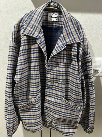 Naptime 체크 무늬 오픈 카라 셔츠