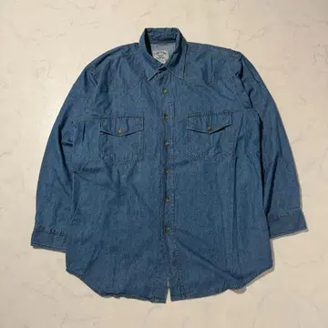 데님 셔츠 긴팔 웨스턴풍 블루 M 면100 봄 가을 출퇴근 캐주얼
