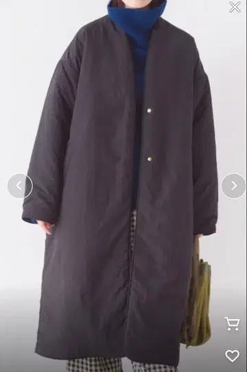 블랙 노카라 롱 코트 충전솜