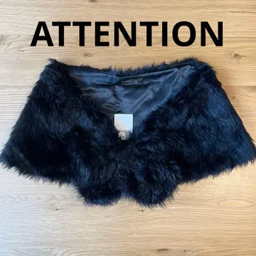 블랙 인조 모피 숄