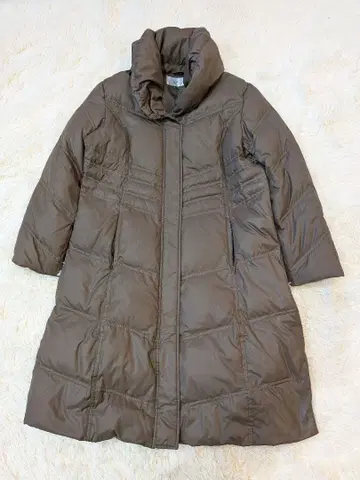 브라운 롱 기장 다운 자켓 다운 페더