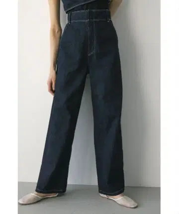 STYLEMIXER 코튼 린넨 하이웨스트 데님