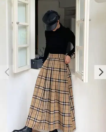 벌스데이 바쉬 체크 롱 스커트