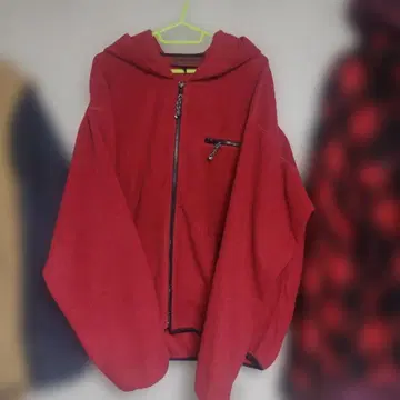 macbeth 빨간색 플리스 자켓 후드 부착